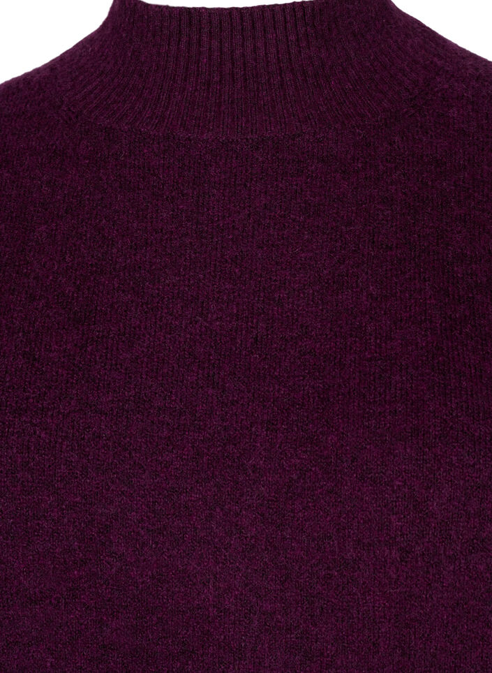 Knitted wool blouse with high neck, Potent Purple Mel., Packshot image number 2