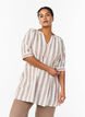 Cotton tunic with a V-neck, Beige, Model image number 0