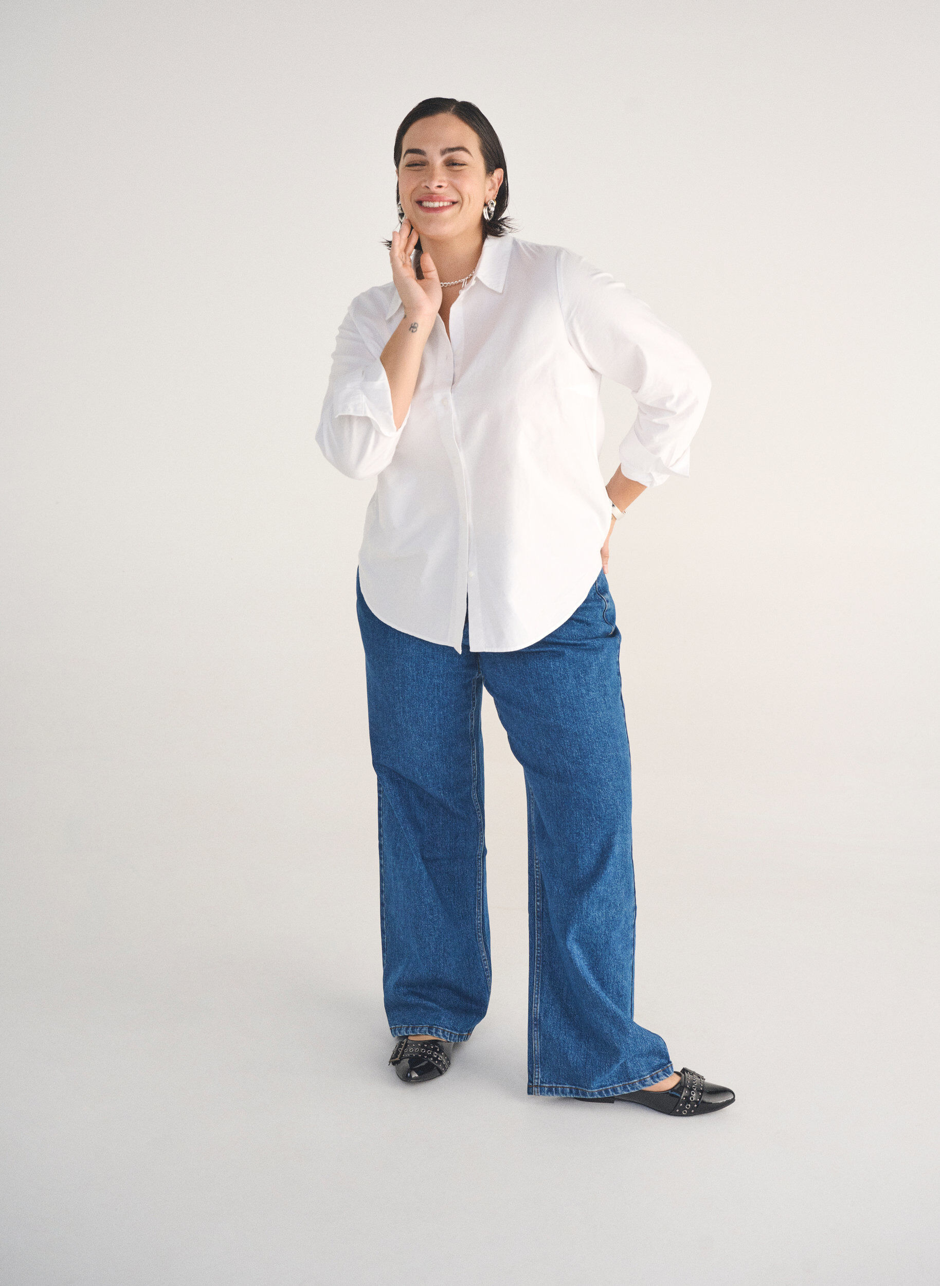 Zizzifashion Wide leg jeans with high waist, Blue, Image image number 0