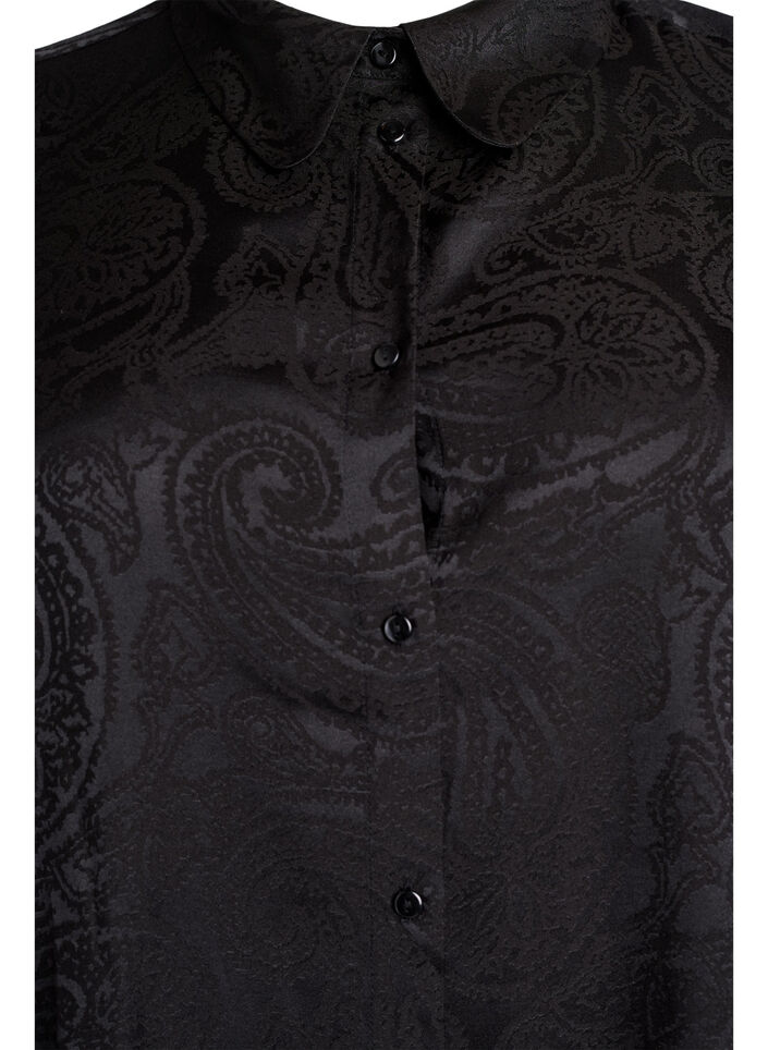 Shirt with tone-on-tone paisley pattern, Black, Packshot image number 2