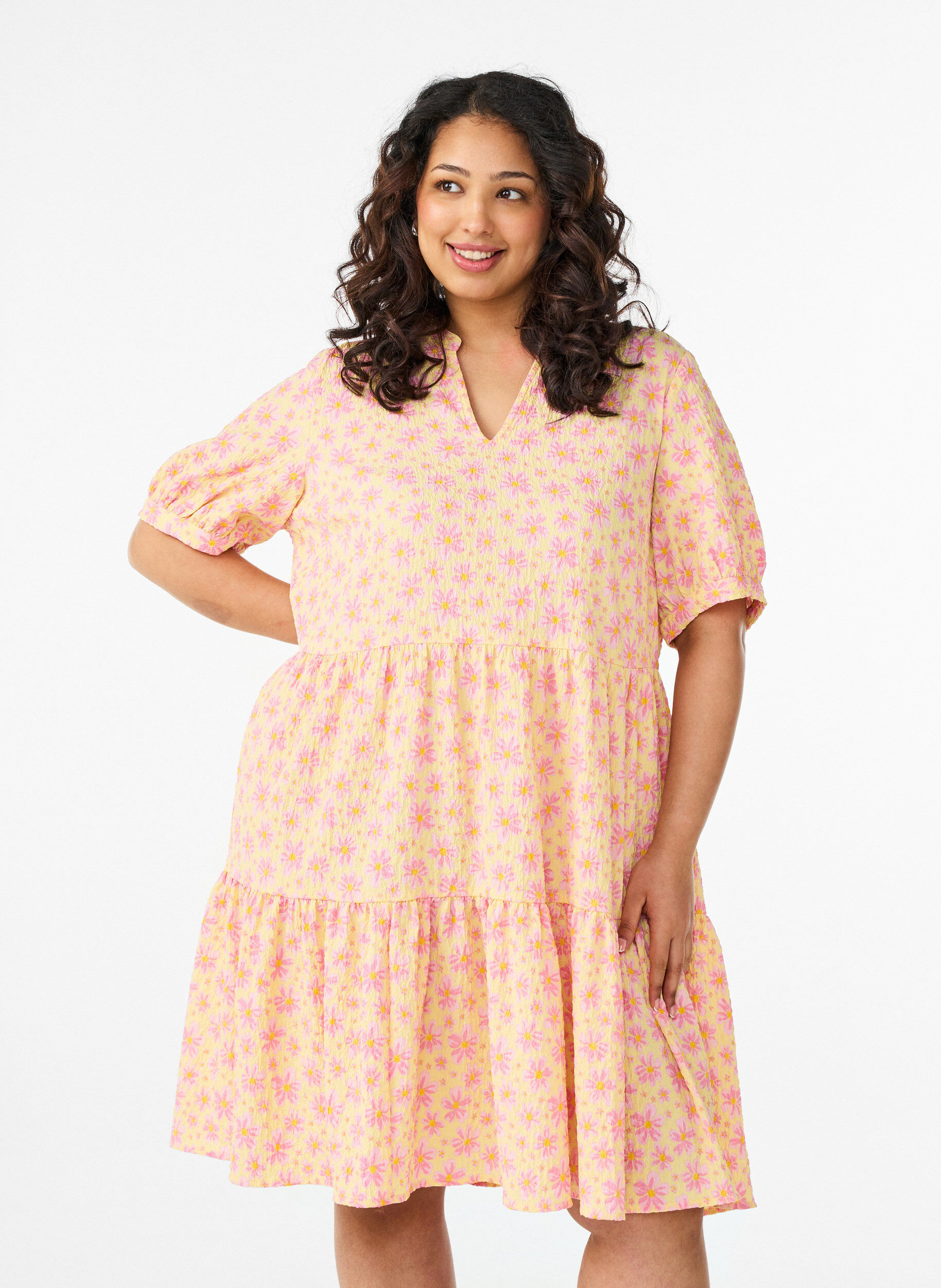 Zizzifashion Short A-line dress, Yellow, Model image number 0