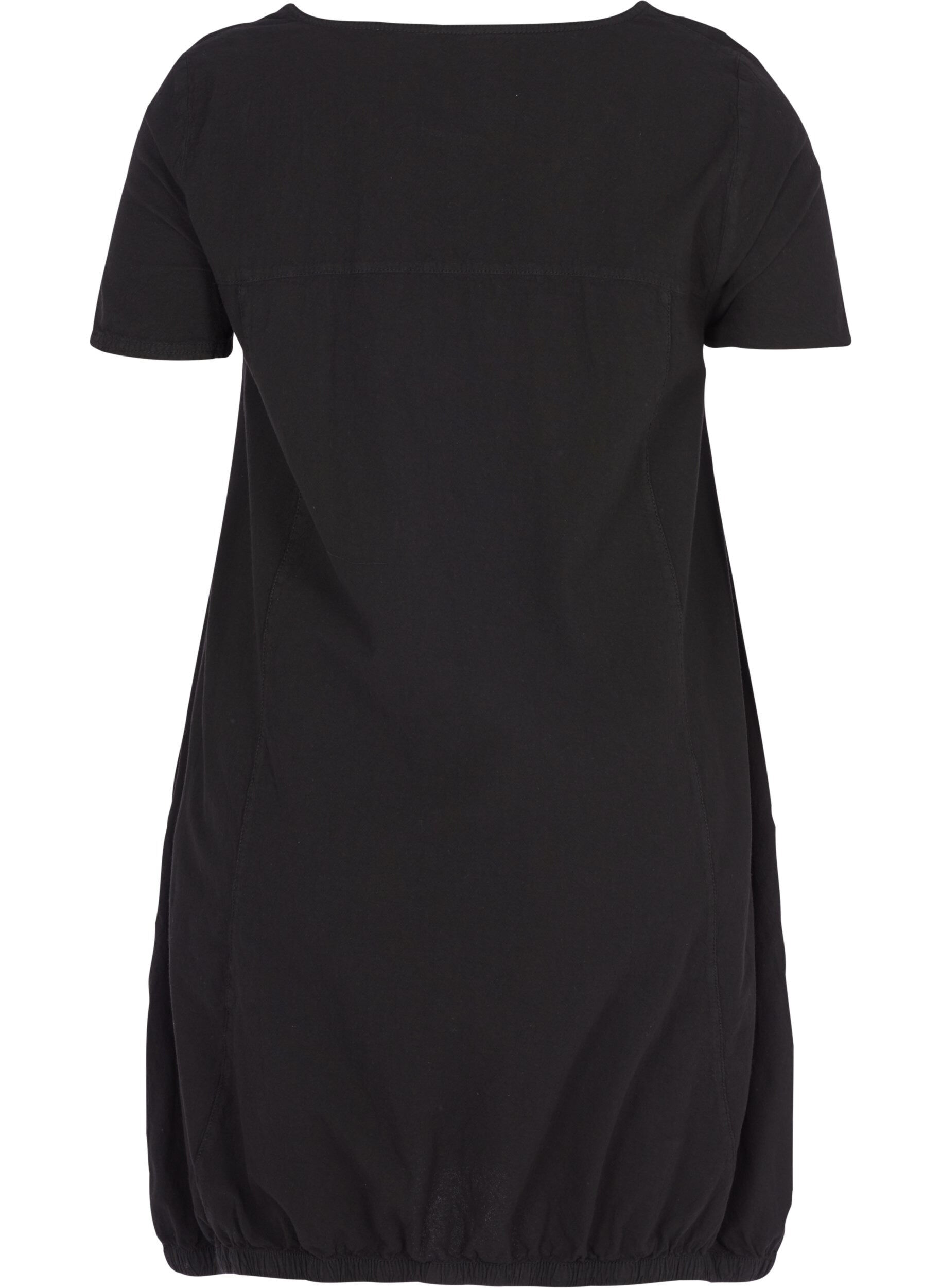 Zizzifashion Short sleeve cotton dress, Black, Packshot image number 1