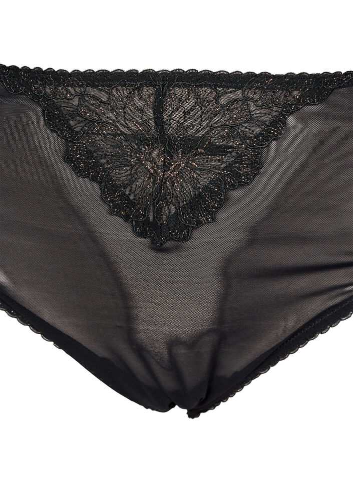 Tai briefs in mesh with lace details, Black, Packshot image number 2