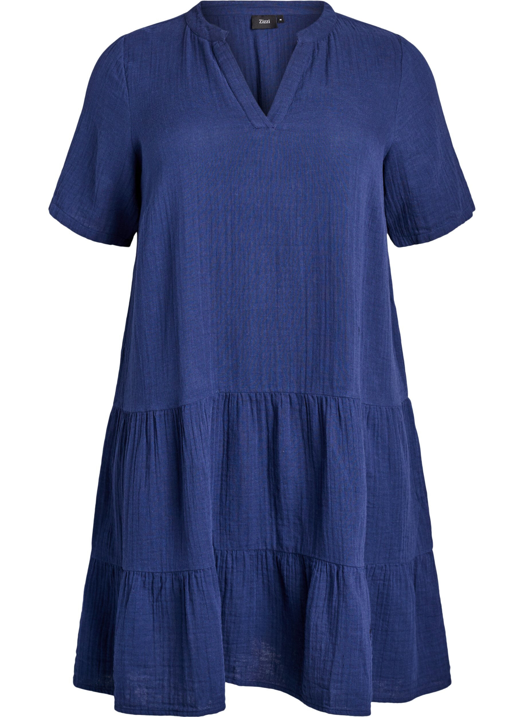 Zizzifashion Short A-line dress in cotton muslin, Blue, Packshot image number 0