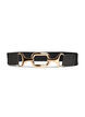 Elastic belt with a gold-coloured buckle, Black, Packshot image number 0