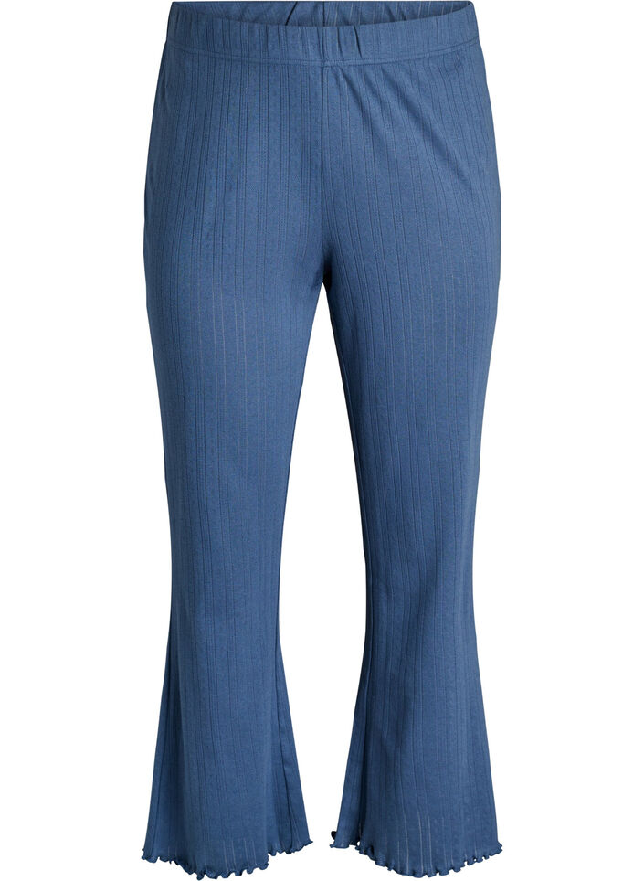 Organic cotton pyjama bottoms with a textured pattern, Blue, Packshot image number 0