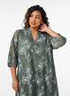 Midi dress with a floral print and sheer 3/4 sleeves, Green, Model image number 2