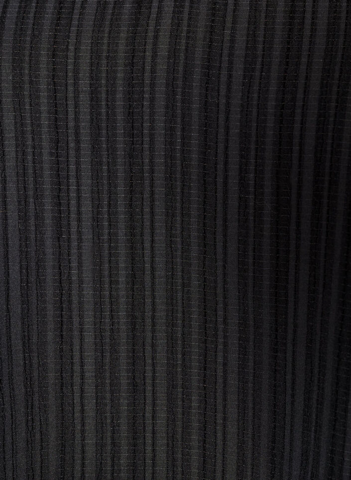 Blouse with texture, V-neck and ruffles, Black, Packshot image number 2