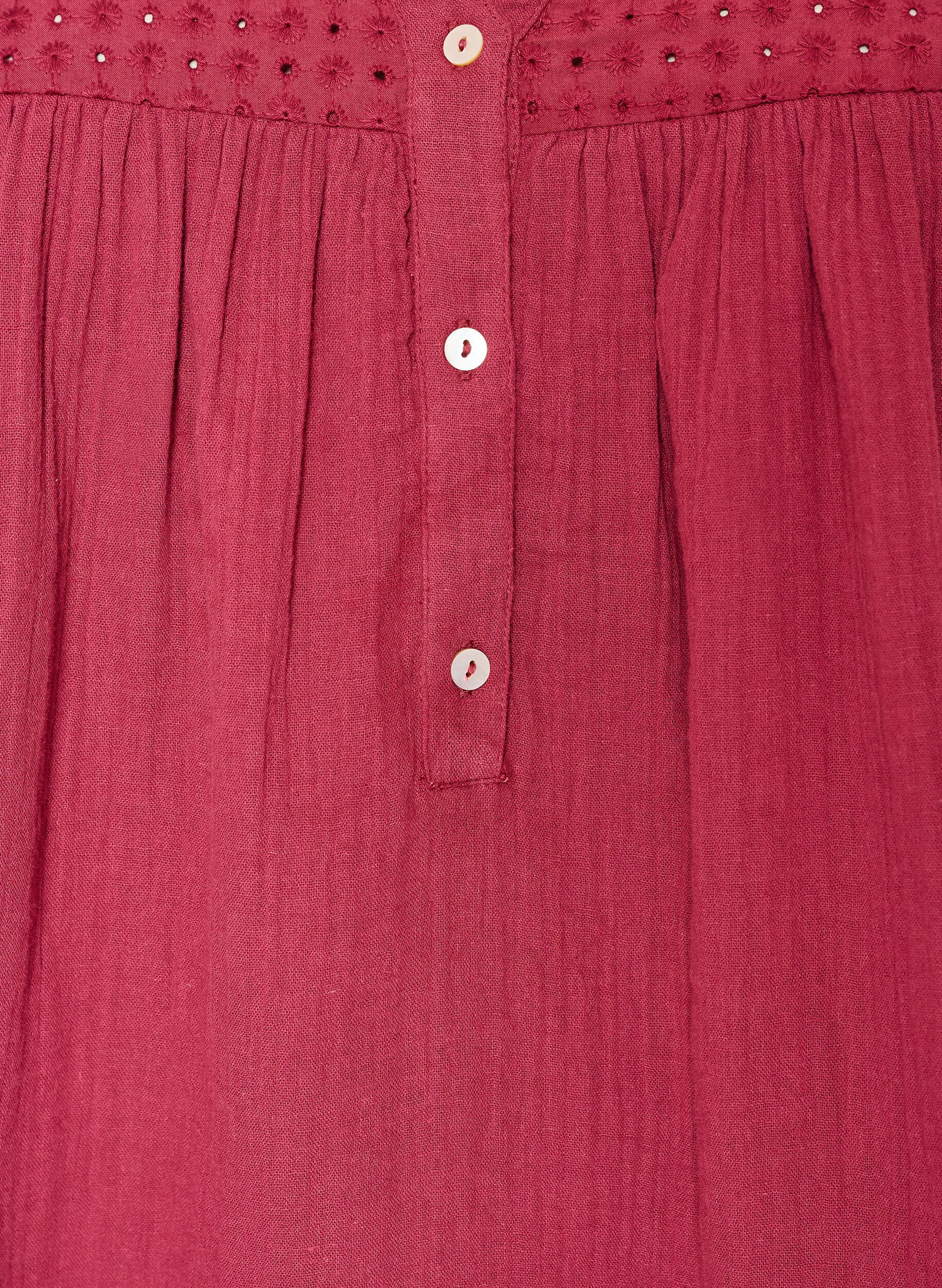 ZizzifashionBlouse in cotton muslin with broderie anglaise, Red, Packshot image number 2