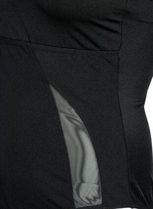 One-shoulder swimsuit with mesh details, Black, Packshot image number 3