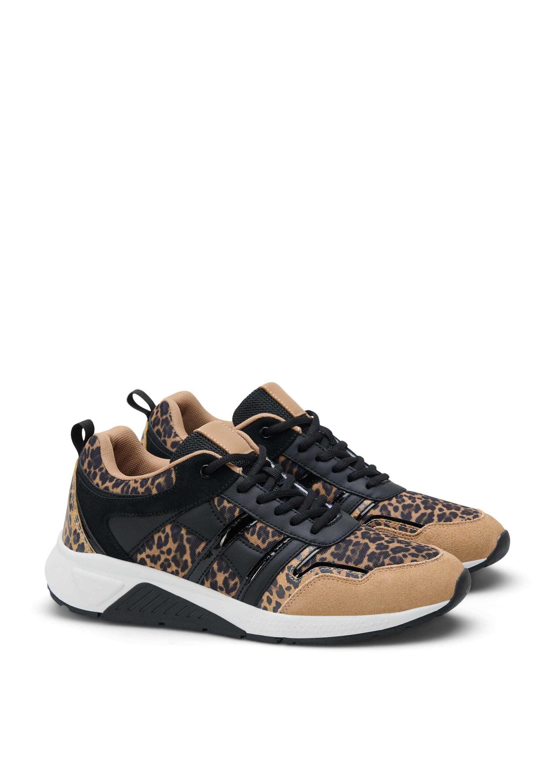 Zizzifashion Wide fit sneakers with leopard print, Leopard Print, Packshot image number 1