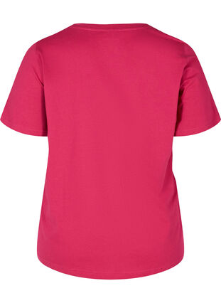 Organic cotton T-shirt with V-neckline, Sangria, Packshot image number 1