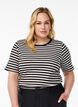 Striped T-shirt with ribbed texture, Black, Model image number 0