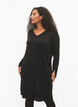 Viscose knit dress with glitter and slits, Black w. DTM Lurex, Model image number 0