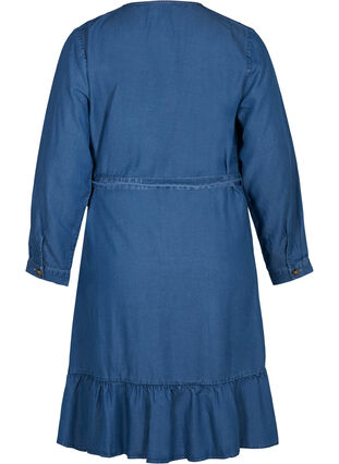 Short, lyocell wrap dress, Mid blue denim, Packshot image number 1