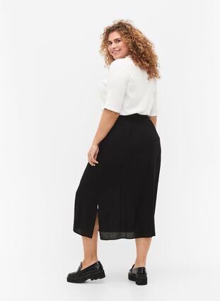 Viscose midi skirt, Black , Model image number 1