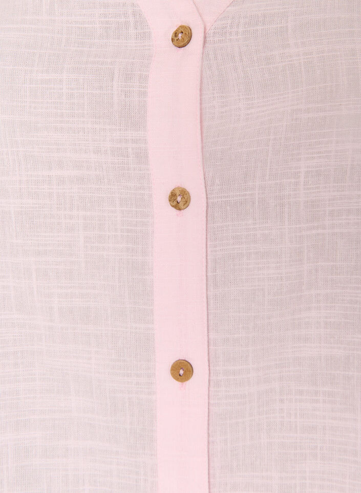 Cotton shirt blouse with a v-neck, Rose, Packshot image number 2