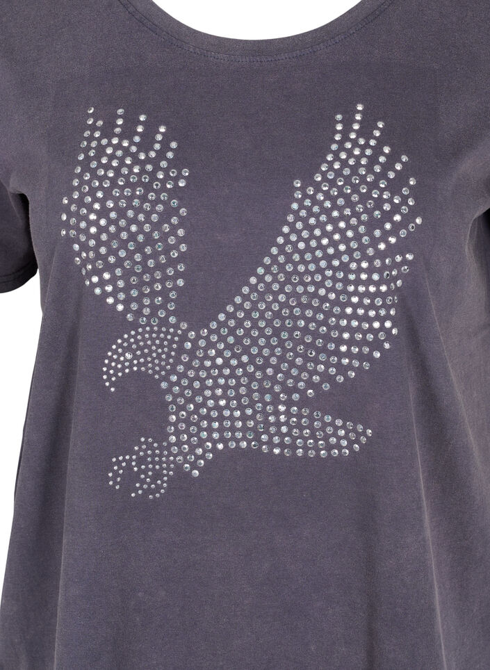 Cotton t-shirt in acid wash and stones, Dark Grey Wash, Packshot image number 2