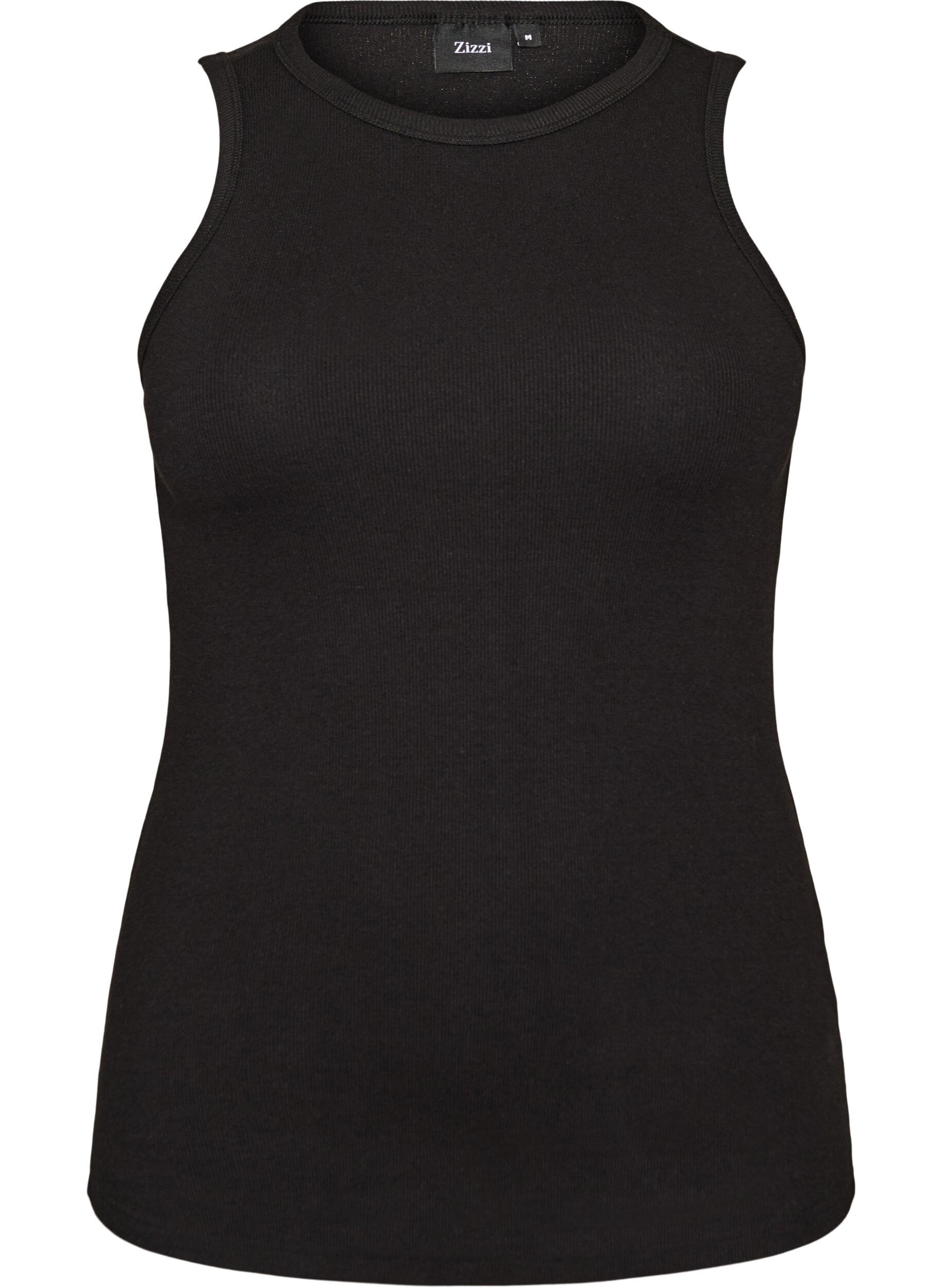 Cotton ribbed top with high neck