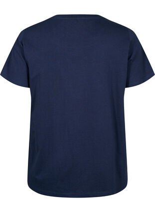 T-shirt in cotton with embroidery anglaise, Navy Blazer, Packshot image number 1