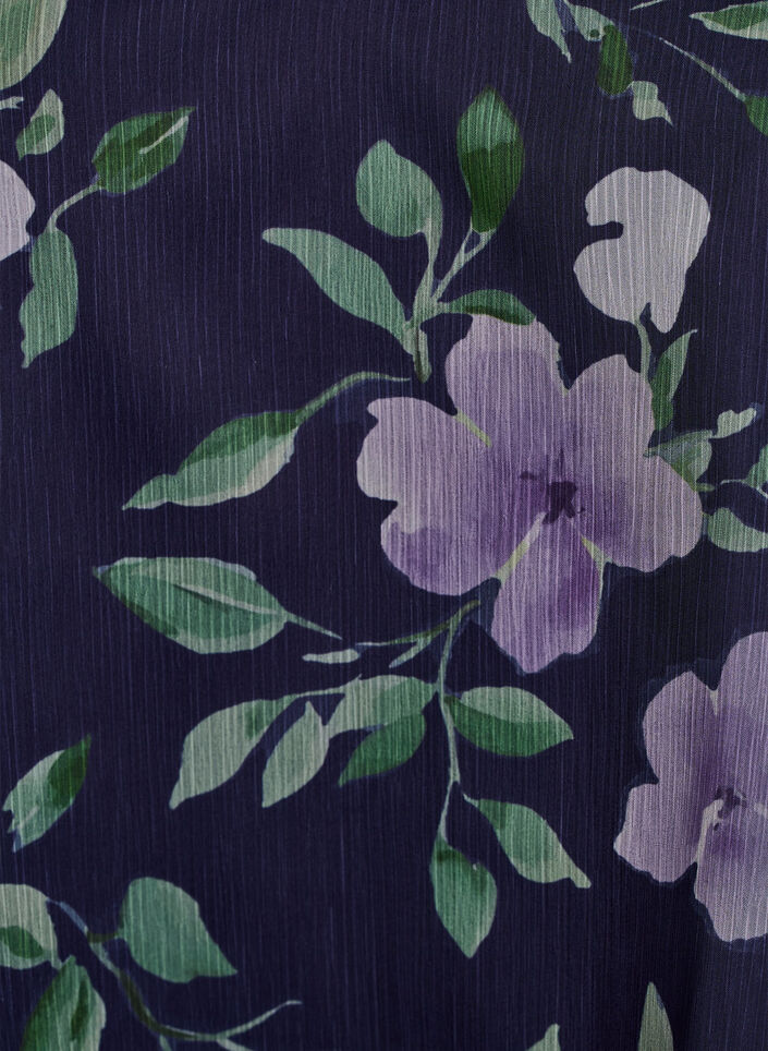 Chiffon blouse with floral print and long sleeves, Blue, Packshot image number 2