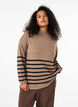 Blouse with a high neck and long sleeves, Beige, Model image number 0