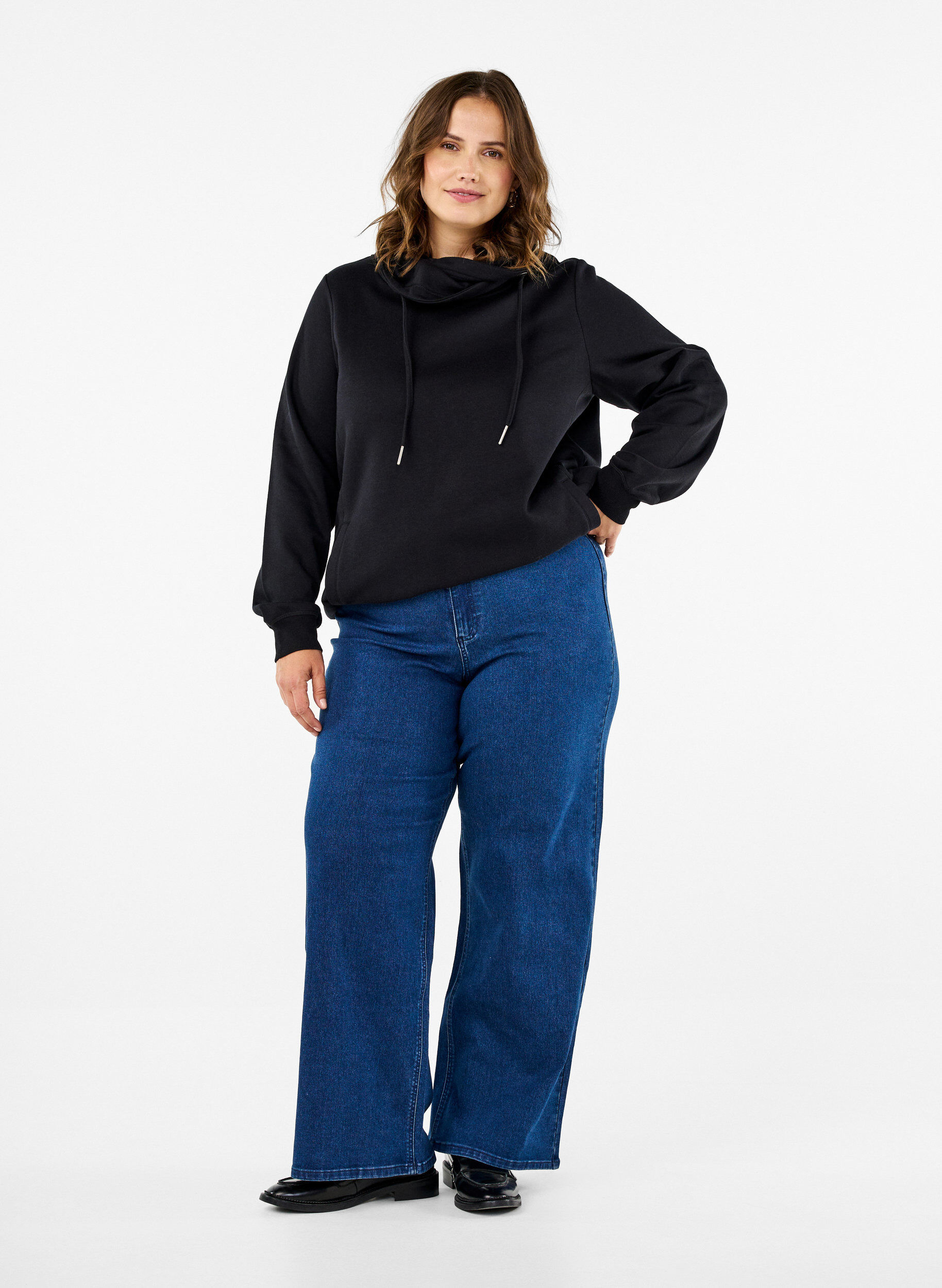 Zizzifashion FLASH - Sweatshirt with high collar, Black, Model image number 2