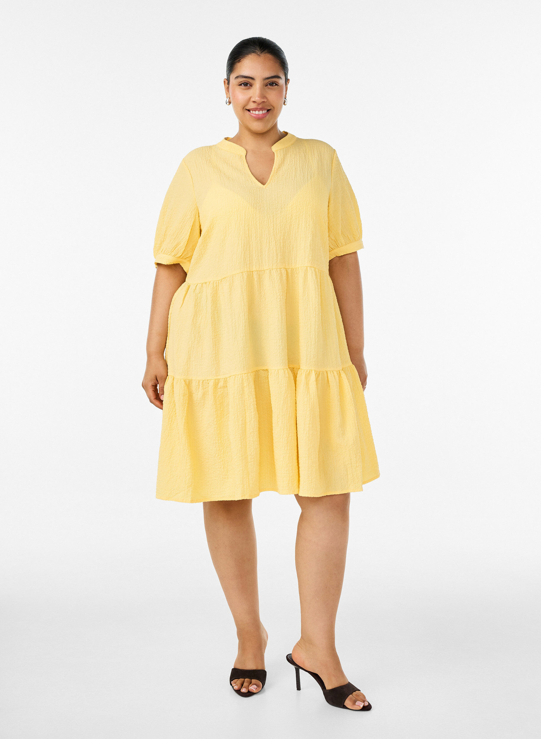 ZizzifashionShort A-line dress, Yellow, Model image number 1
