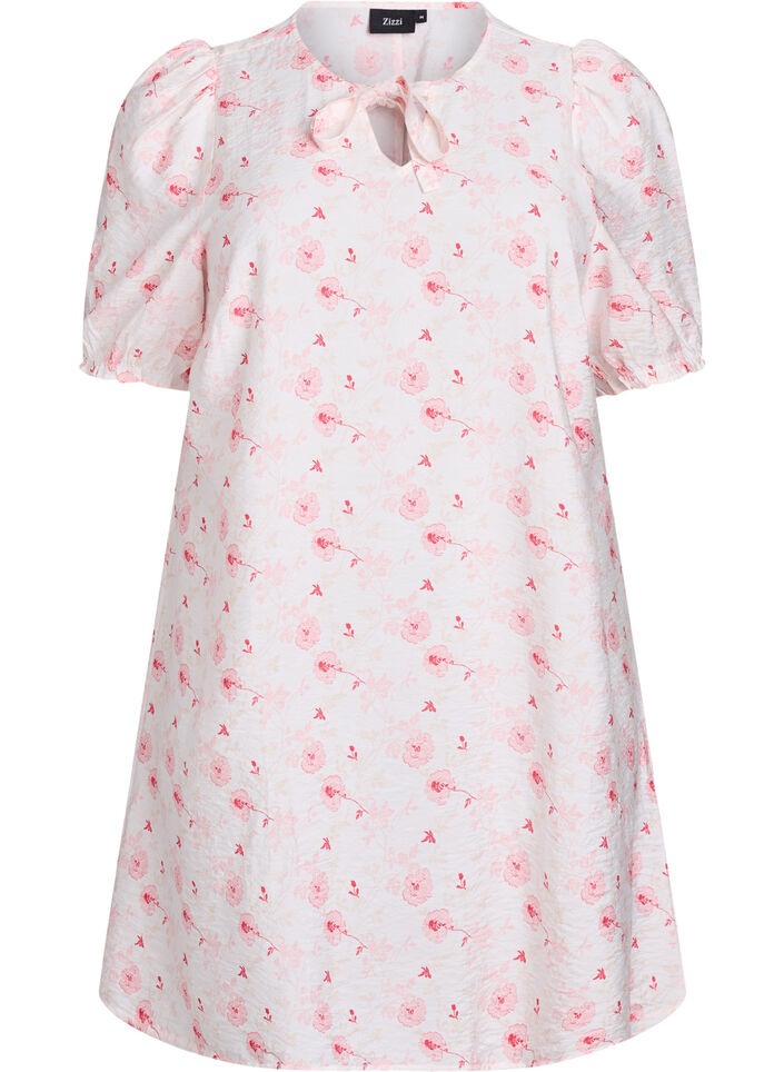 Short A-line dress with floral print, Rose, Packshot image number 0