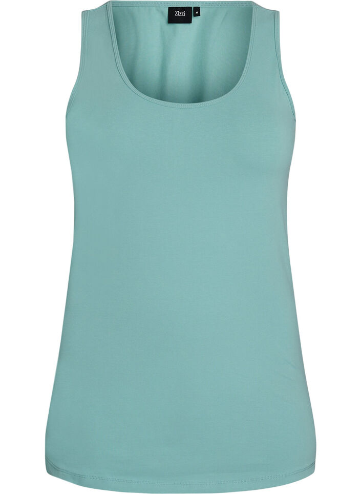 Cotton basic top, Green, Packshot image number 0
