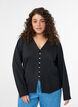 V-neck cardigan with gold-coloured buttons, Black, Model image number 0