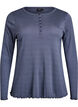 Jersey blouse with buttons and wavy edges, Grey, Packshot image number 0