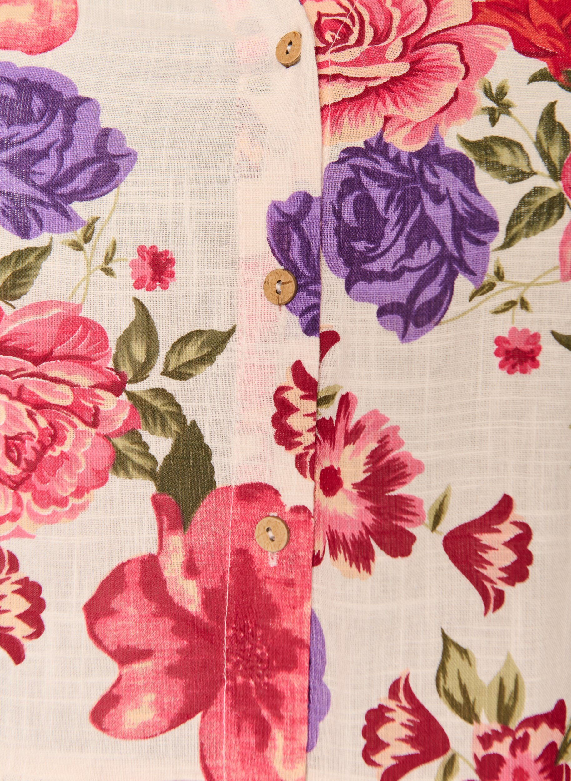 Zizzifashion Cotton midi dress with floral print, Red, Packshot image number 2