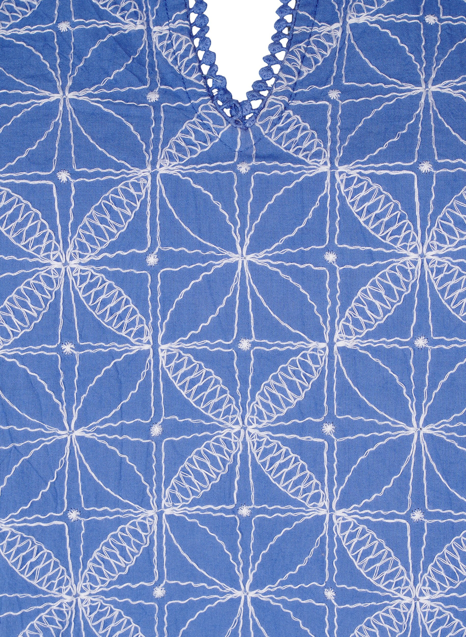 Zizzifashion Blouse with short sleeves and embroidered pattern, Blue, Packshot image number 2