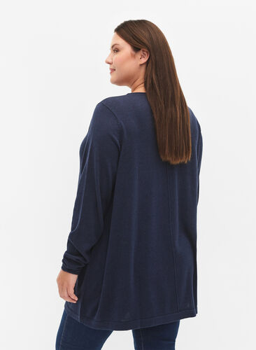 Knitted blouse in cotton-viscose blend, Dress Blues, Model image number 1