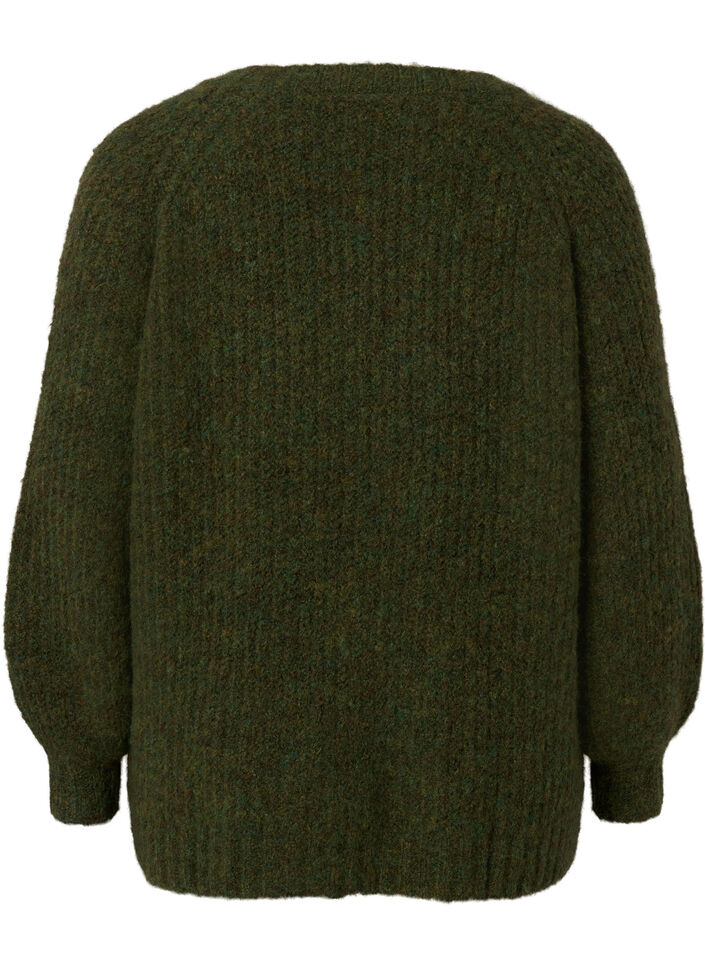 Knitted sweater with wool and raglan sleeves, Winter Moss, Packshot image number 1