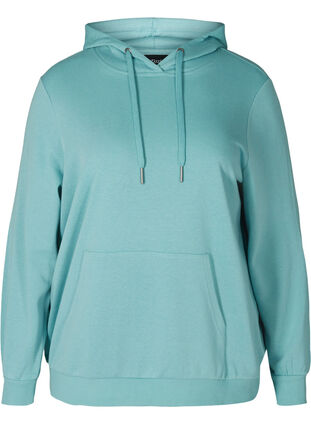 Sweatshirt with hood and pockets, Cameo Blue, Packshot image number 0