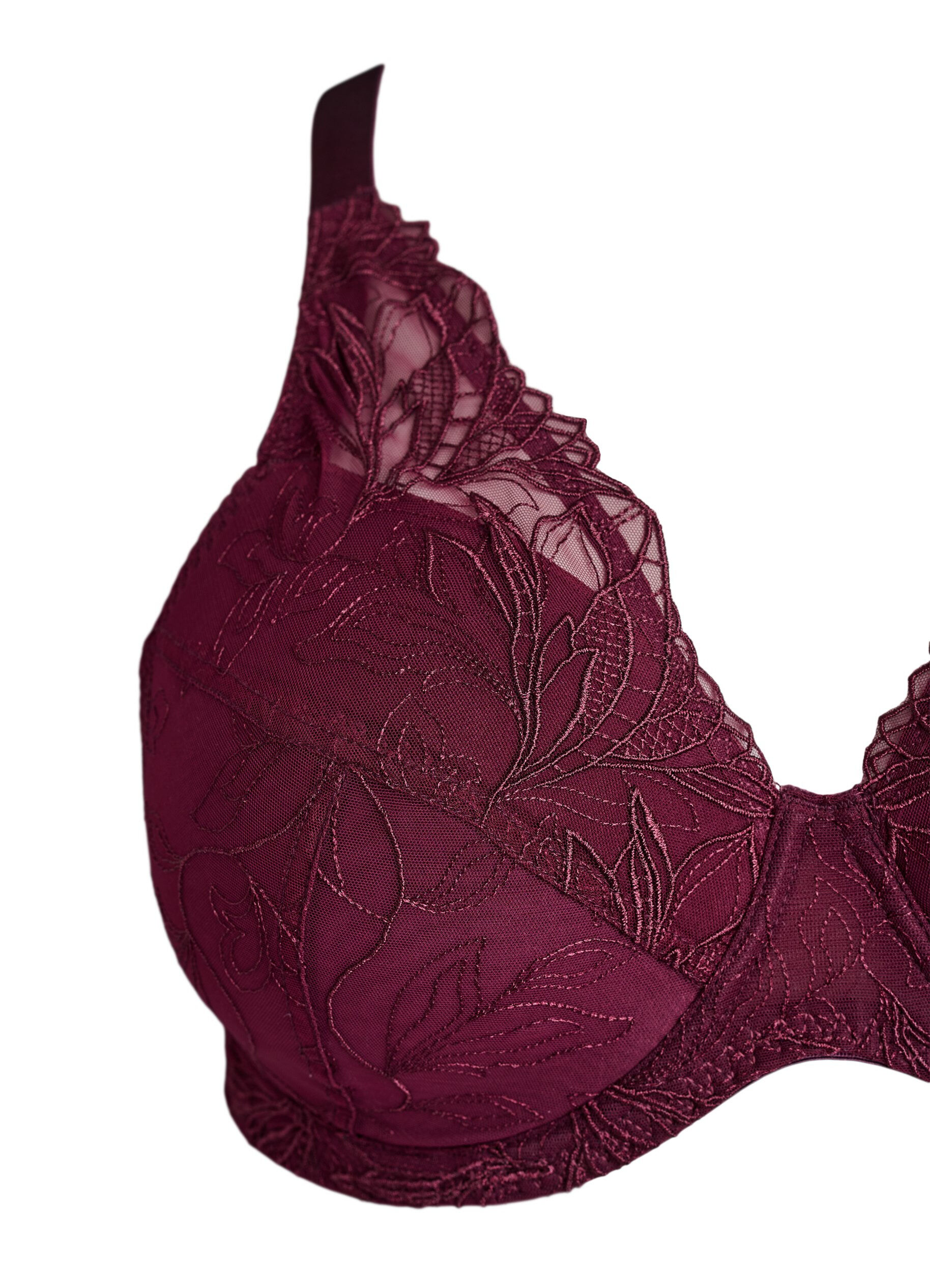 Zizzifashion Padded lace bra with underwire, Red, Packshot image number 2