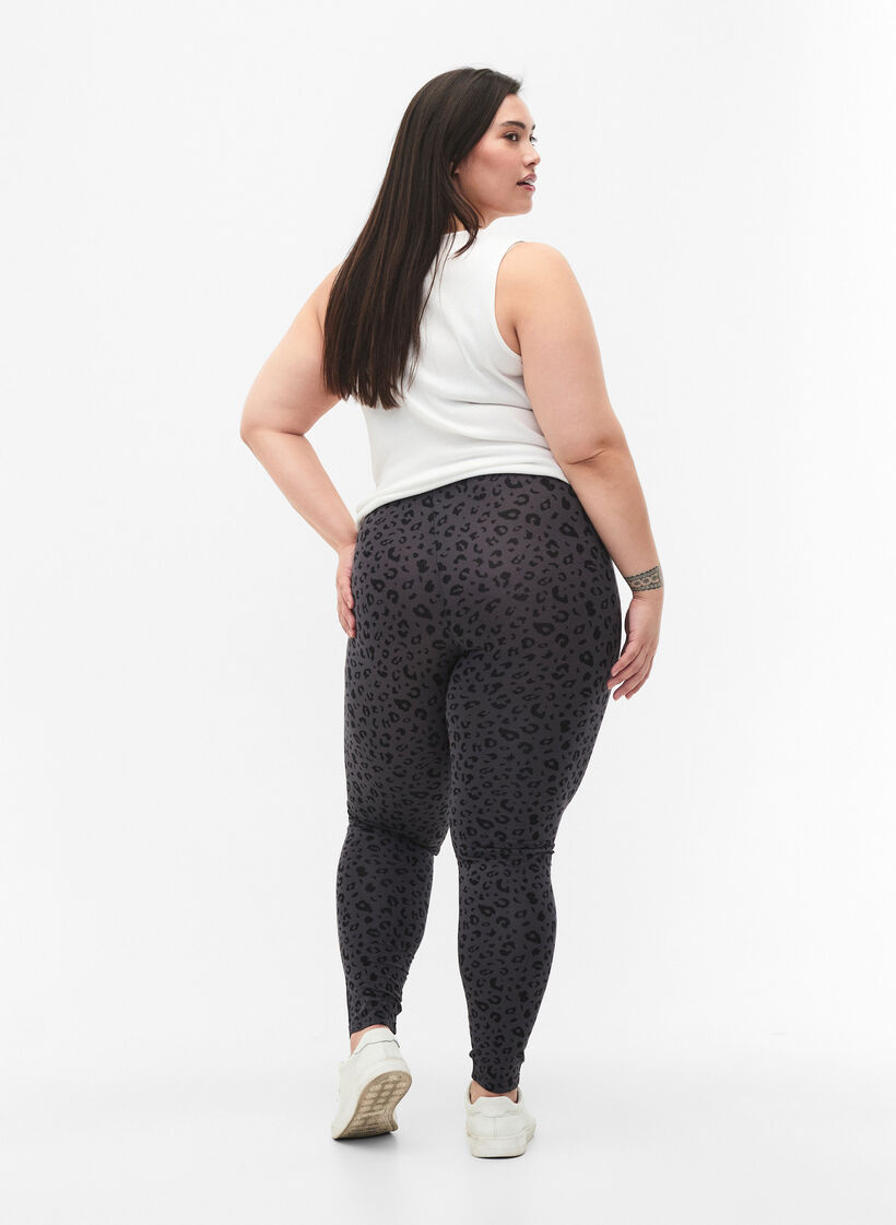 Viscose leggings with leopard print, Grey, Model image number 2