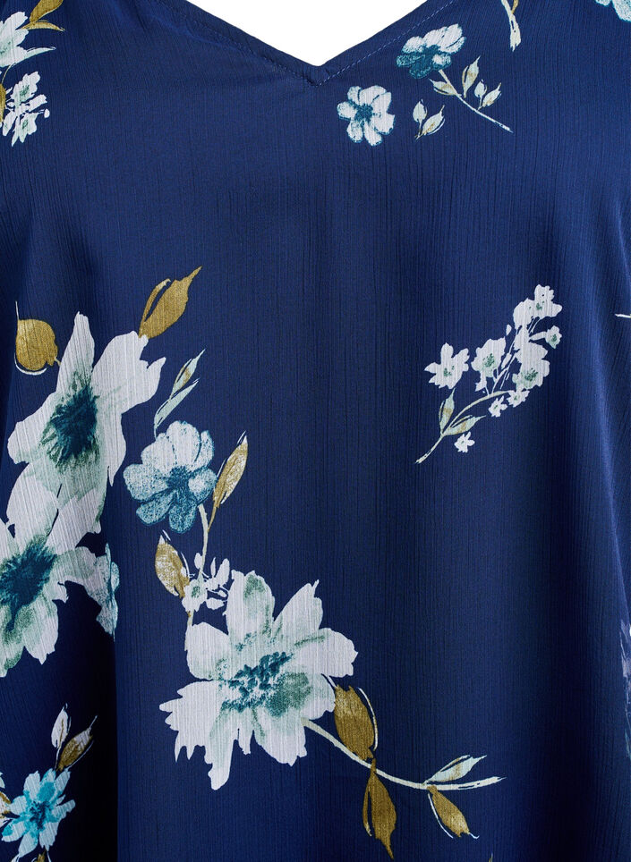 Chiffon blouse with floral print and long sleeves, Blue, Packshot image number 2