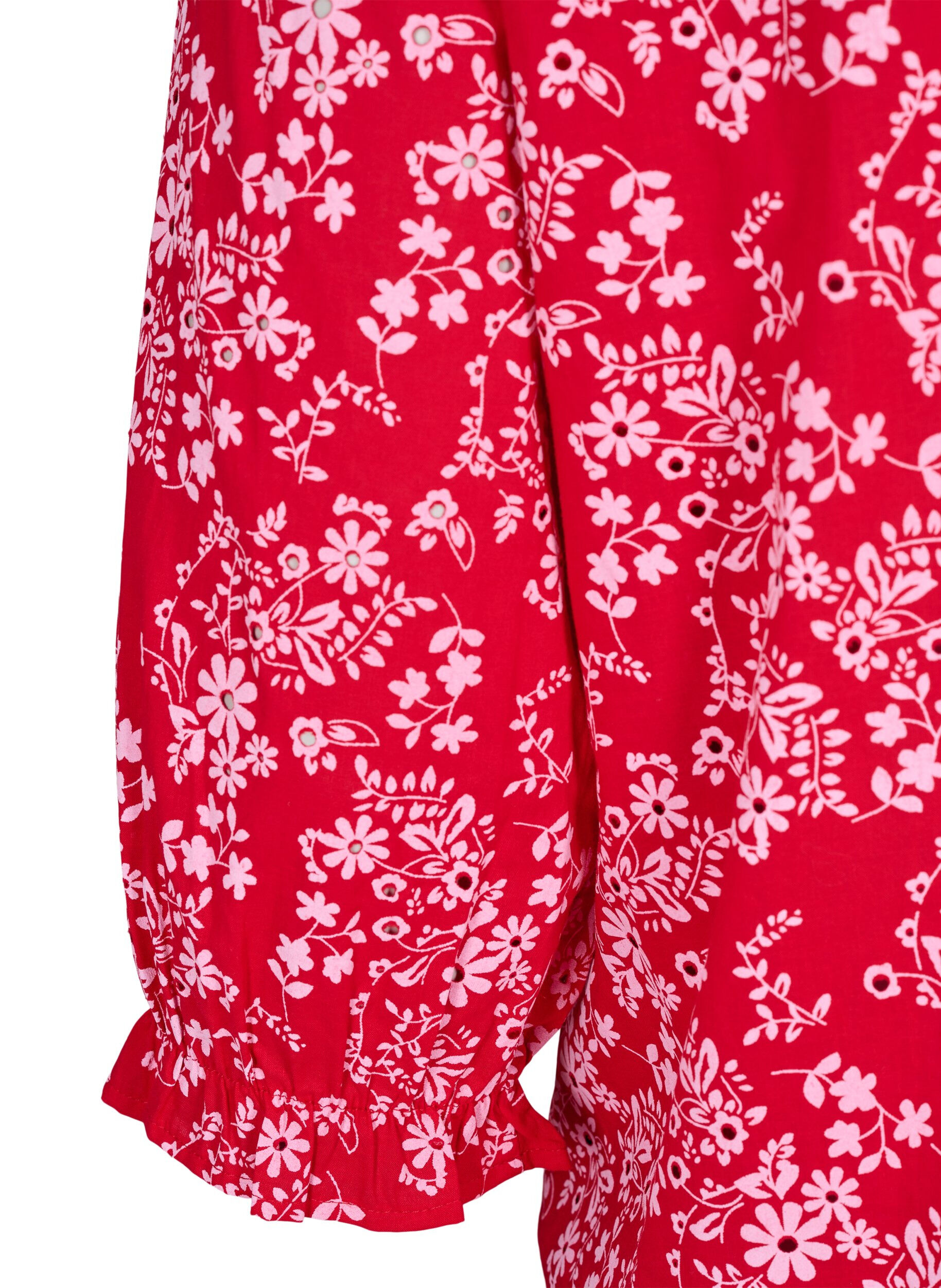 Zizzifashion Cotton blouse with floral print, Red, Packshot image number 3