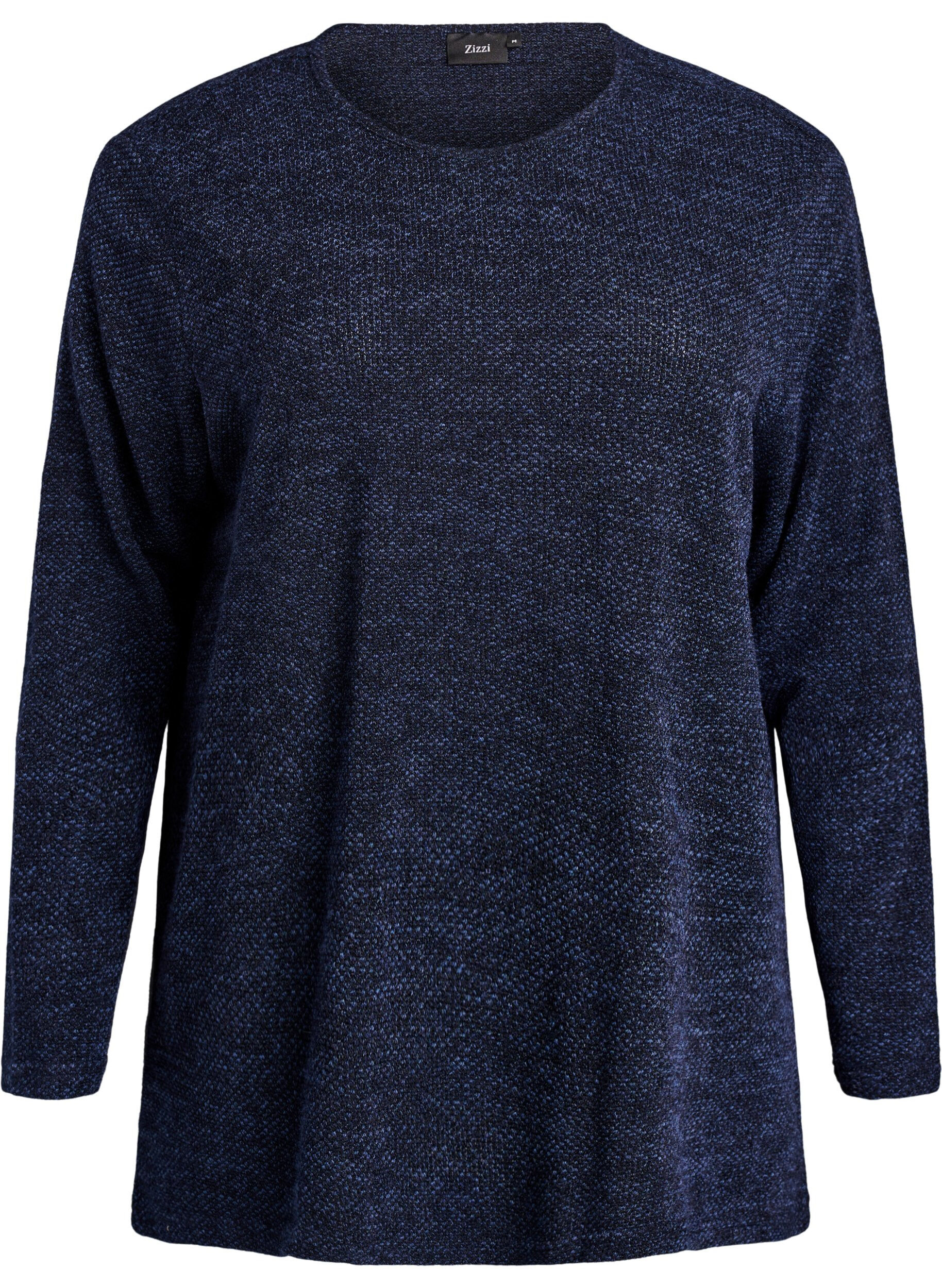 ZizzifashionLong-sleeved blouse with texture, Blue, Packshot image number 0