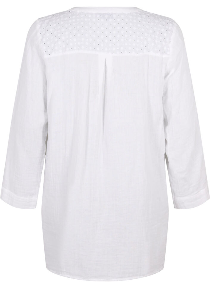 Cotton tunic with anglaise embroidery, Bright White, Packshot image number 1