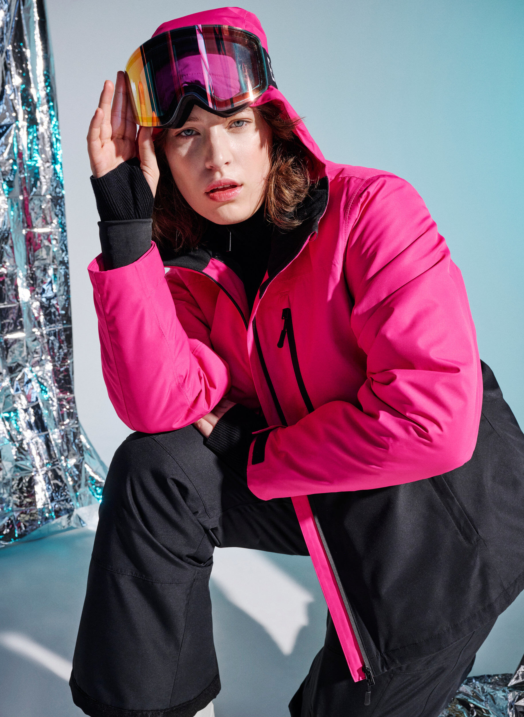 Zizzifashion Two-tone ski jacket with hood, Fuchsia Purple Comb, Image image number 0