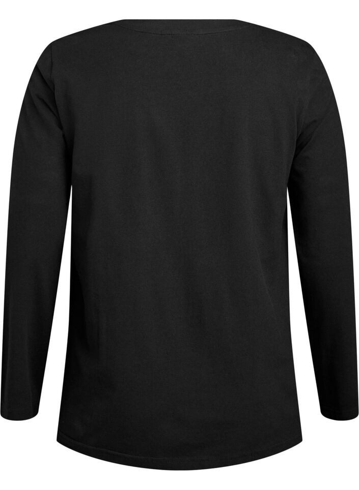 Basic jersey blouse with long sleeves, Black, Packshot image number 1