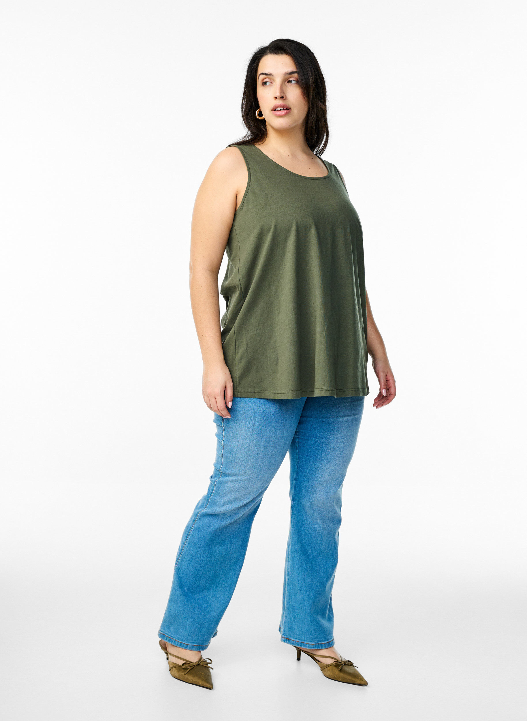 Zizzifashion Cotton top with a-shape, Green, Model image number 1