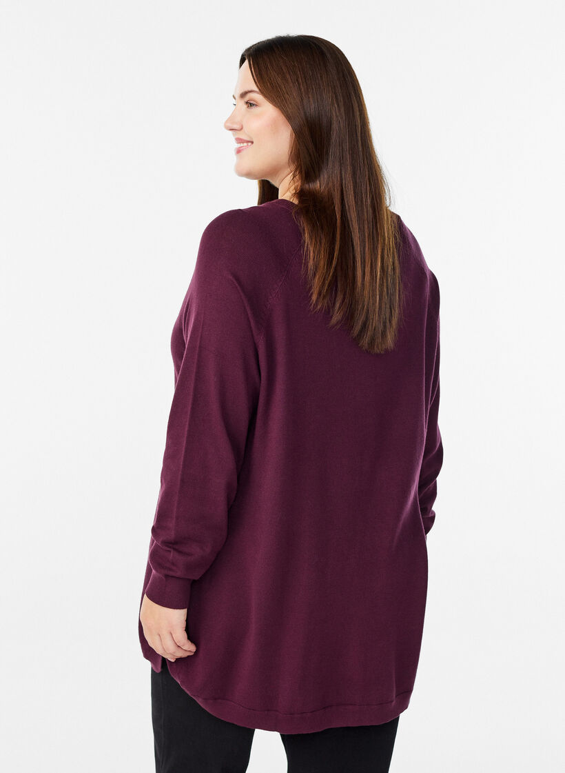Knitted blouse with side buttons, Red, Model image number 2