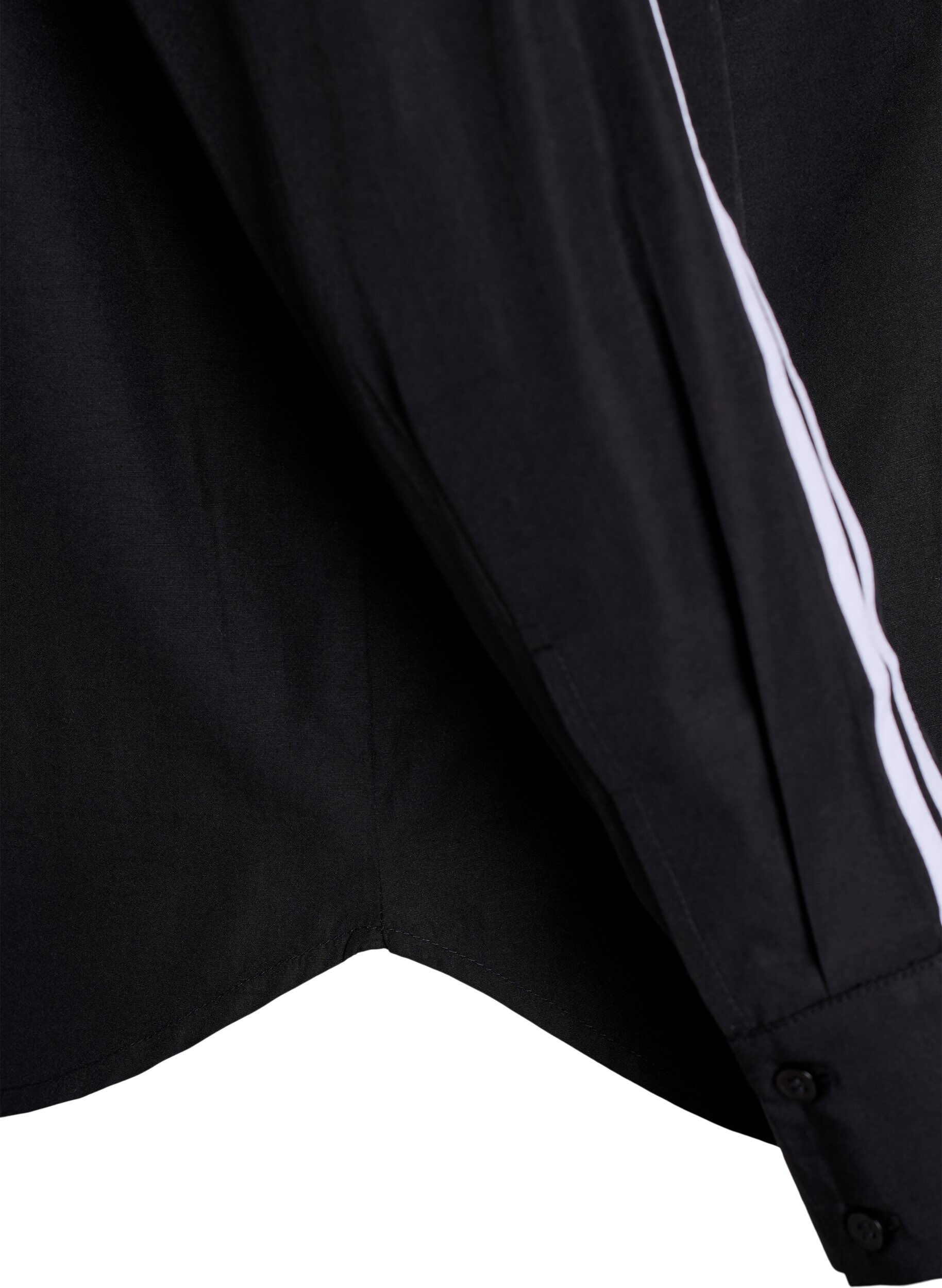 Zizzifashion Loose shirt with sporty stripes on the sleeves, Black, Packshot image number 3