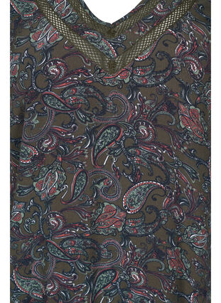 Viscose dress with A-line and paisley print, Green Paisley AOP, Packshot image number 2