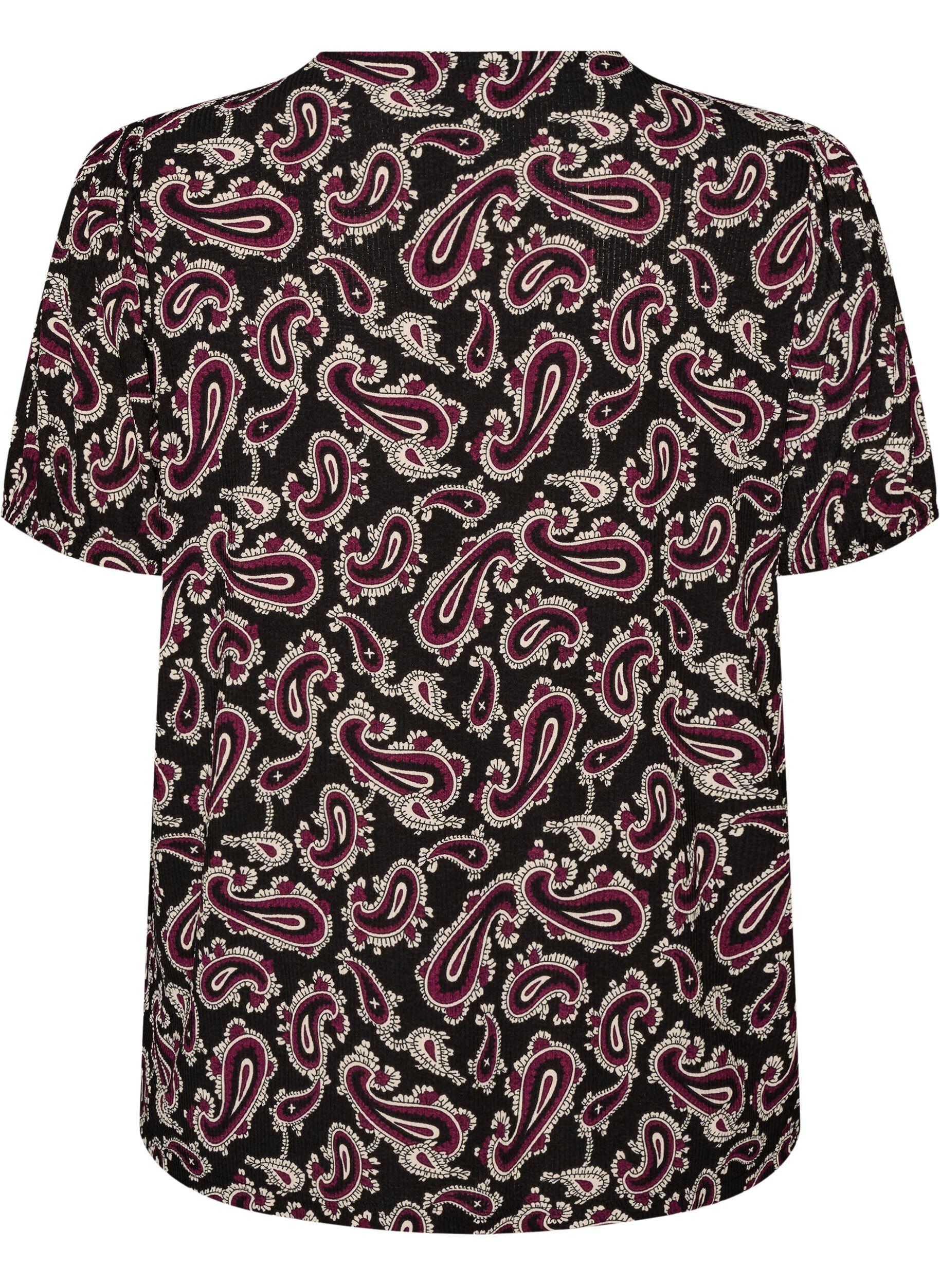 ZizzifashionBlouse with short sleeves and paisley print, Dark Bordeaux, Packshot image number 1
